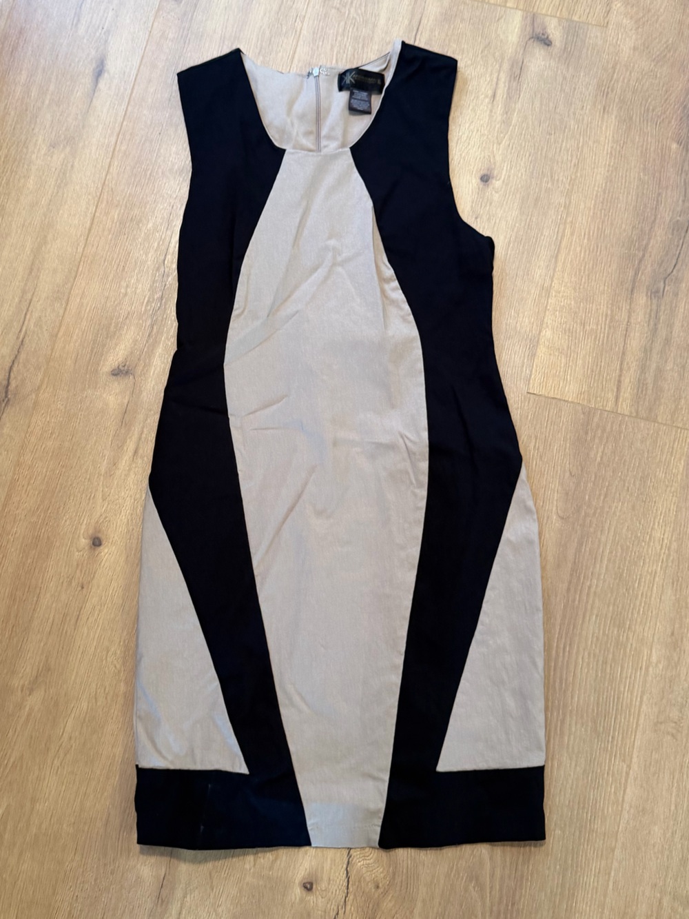 Kardashian Kollection Black and Taupe Colorblock Mini Dress